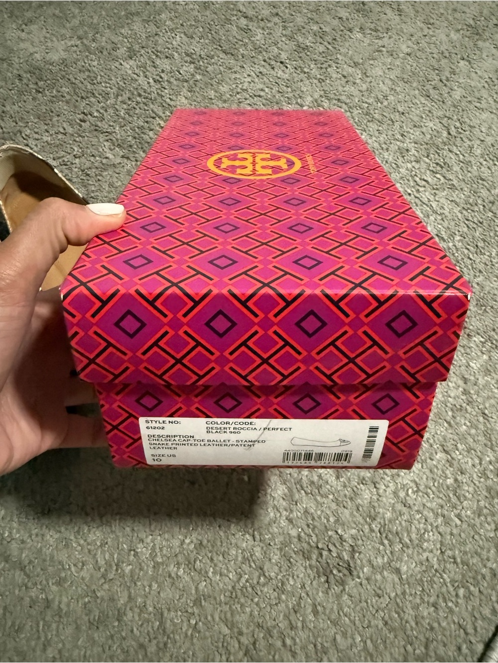Tory Burch Pink and Purple Geometric Logo Shoe Box